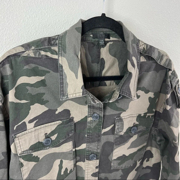 NWOT ATM Military Camo Jacket Khaki Cotton Minimalist Casual Women’s Large - Picture 5 of 14